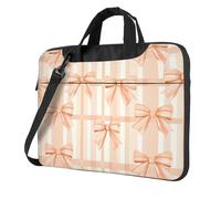 woodlogic Borsa per laptop con fiocchi color pesca su sfondo scozzese, custodia laptop, borse computer, imbot tita