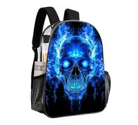 woodlogic Zaino Blue Fire Flame Skull trasparente antifurto multiuso, borsa per libri di grande capacità, zaino per laptop con tasche laterali