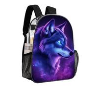 woodlogic Zaino Purple Universe Galaxy Magic Wolf In the Space trasparente antifurto multiuso borsa da viaggio grande capacità palestra outdoor escursionismo zaino con cerniere scorrevoli