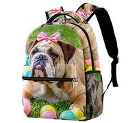 woodlogic Zaino scolastico per ragazze e ragazzi con scomparto laptop | Stampa bulldog inglese che gioca palline col
