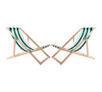 Woodok Set 2 Sedia a sdraio in legno di faggio verde a righe 119x60 cm