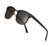 WOODONLY Occhiali da Sole Polarizzati Retrò in Legno - Occhiali da Sole alla Moda con Custodia in Bambù per Uomo e Donna Regali Perfetti (Noce+ebano)