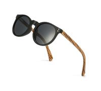 WOODONLY Occhiali da Sole Polarizzati Rotondi in Legno - Occhiali da Sole in Legno per Uomo e Donna Regali Perfetti (Nero)
