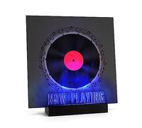 Woodoulogy Now Playing Lighting - Supporto per dischi in vinile, espositore per album in legno acrilico, luci LED a colori multipli per riproduzione prolungata, supporto LPS per dischi