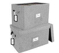 Woodoulogy Set di 2 contenitori per dischi in vinile, per LP da 7"/45 giri, custodia grigia con coperchio, può contenere fino a 160 album, porta CD con manico, organizer per CD