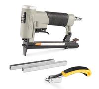 Woodpecker N8016 - Pinzatrice pneumatica per tappezzeria, calibro 21, in metallo, corona da 1/2", lunghezza 1/4" a 5/8", 80 punti di cottura, pinzatrice a corona stretta per mobili casa progetto