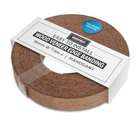 WoodPress® Bordo da stiro in vero mogano da 15 mm - Rotolo da 7,5 m - Nastro per impiallacciatura di legno pre-incollato