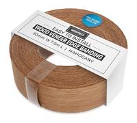 WoodPress® Bordo da stiro in vero mogano da 30 mm - Rotolo da 7,5 m - Nastro per impiallacciatura di legno pre-incollato per una facile applicazione fai da te