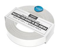 WoodPress® Bordo in melamina bianca perlata da 19 mm, nastro adesivo pre-incollato, rotolo da 7,5 m, termoadesivo per una facile applicazione fai da te, coprirà il bordo di un pannello in MDF standard
