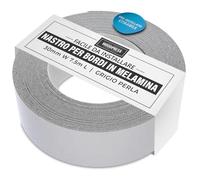 WoodPress® Bordo in melamina grigio perlato da 30 mm, nastro per impiallacciatura pre-incollato - rotolo da 7,5 m