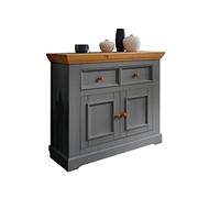 Woodroom Credenza in pino massiccio grigio comò credenza (LxAxP) 97 x 94 x 42 cm