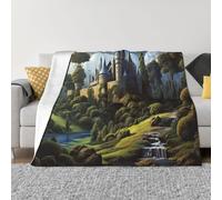 Woods and Castle Coperta e copriletto, ultra morbida, in micropile, leggera, in flanella, per aria condizionata, per tutte le stagioni, calda, per divano, 101,6 x 76,2 cm