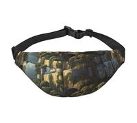 Woods and Castle Marsupio da uomo e da donna, alla moda, borsa a tracolla con tracolla regolabile, impermeabile, per viaggi, escursionismo, sport, nero, taglia unica, Nero , Taglia unica