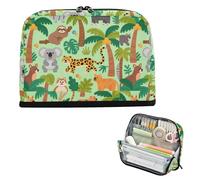 Woods - Astuccio per matite con albero di animali e boschi verdi, grande capacità, borsa multiuso leggera per insegnante scuola estuche para lapices pequeno