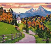 Woods Chapel Road Dipingere con i Numeri per Adulti,con Telaio Kit di pittura su Tela Set di Pittura a Olio Fai da Te con pennelli e Colori Acrilica Paint by Numbers Decora la casa Regalo 40x50 cm