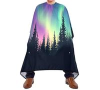 Woods Galaxy Aurora Borealis Donna Uomo Mantella Parrucchiere Regolabile Mantellina Parrucchiere Tutta Lunghezza Mantello Da Barbiere Per Tagliare I Capelli Acconciatura Parrucchieri 168X140Cm