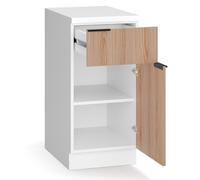 WoodVista Cassettiera | Piano di lavoro in MDF robusto | Cerniere Soft-Close | Maniglie in alluminio