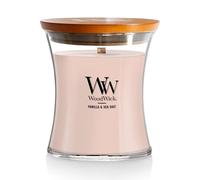 WoodWick candela profumata a clessidra media con Pluswick InnovationVaniglia e sale marino
