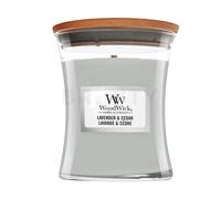 WoodWick Candela profumata Hourglass media con stoppino crepitante | Lavanda e cedro | Durata della fragranza: fino a 20 ore