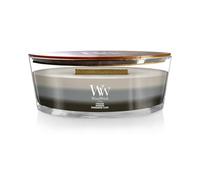 WoodWick Trilogy Candela profumata Ellipse con stoppino crepitante | Legno caldo | Durata della fragranza: fino a 50 ore