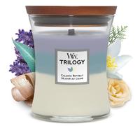 WoodWick Trilogy candela profumata a clessidra media con Pluswick InnovationRifu