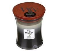 Candela profumata WoodWick Warm Woods con stoppino in legno 275 g