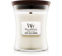 Woodwick White Tea & Jasmine candela profumata con stoppino in legno 275 g