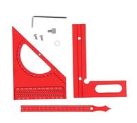 Woodworking Angle Ruler | 0-180 Degree Adjustable Aluminum Alloy Protractor | Multi Angle Measuring Square for Carpentry/DIY/Construction | Half Round Design with Locating (Red)