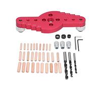 Woodworking Drill Guide Kit | 4 Scribe Sizes for Accurate Dowel Holes | 8 Drill Bits & Limit Rings for Cabinets/Furniture/DIY | Anodized Aluminum Jig (42pcs)