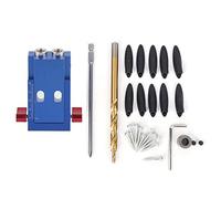 Woodworking Hole Locator | Metal Thread Drill Guide for Mortise & Oblique Holes | Sturdy Carpentry Tool for Seam Boards/Wood Clamping | 15mm Size with Wrench & Drill Bits
