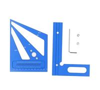 Woodworking Ruler | Aluminum Alloy Angle Measuring Tool for Scribing & Marking | Multi Angle Scales 22.5° - 90° | Right Angle Ruler with Clear Etching Marks (Blue)