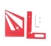 Woodworking Ruler | Aluminum Alloy Angle Measuring Tool for Scribing & Marking | Multi Angle Scales 22.5° - 90° | Right Angle Ruler with Clear Etching Marks (Red)