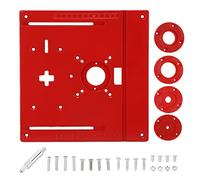 Woodworking Trimming Machine Board, Aluminum Alloy Router Table Insert Plate, 2 in 1 Jig Saw Trimmer Router Plate with Accurate Scale and Center Hole Bushing, for Home