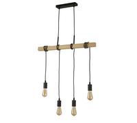 Woody 4Lt Bar Pendant - Legno naturale e metallo nero