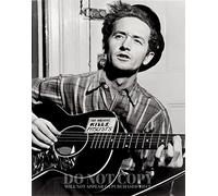 Woody Guthrie Photograph 11 X 14 - Magnificent 1943 World Telegram Portrait - Legendary American Music - Questa macchina uccide la chitarra fascisti - Foto rara - Stampa artistica
