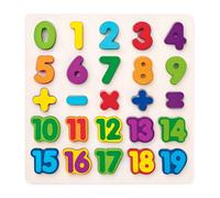 WOODY puzzle in legno a incastro cifre e segni - 25 pezzi