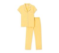 WOODY Set pigiama da donna elegante - XS-XL - cotone, pigiama estivo, giallo., S