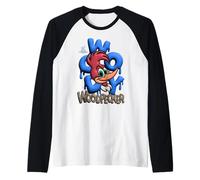 Woody Woodpecker Blue Graffiti Pop Style Maglia con Maniche Raglan