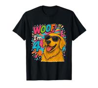 "WOOF! I'm 4 Golden Retriever Compleanno - Cane divertente Maglietta