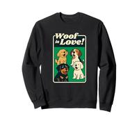 WOOF Is Love Funny Dog Lover Amante Retro Vintage Graphic Felpa