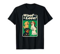 WOOF Is Love Funny Dog Lover Amante Retro Vintage Graphic Maglietta