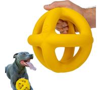 WoofBite Palla ad anello gigante indistruttibile XL - masticatori aggressivi, razza media e grande, giocattoli per cani in gomma naturale atossica - giallo - per mandriare, rimorchiare, masticare e