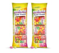 Woogie Mints Tutti Frutti 2 Pack - Caramelle dragées fruttate in pratico formato mini - 2x4 scatoline da 16g - Ideali per viaggio, ufficio e auto - Gusto fruttato intenso per un alito fresco
