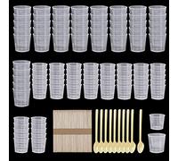 Woohome 100 Pz Misurini Graduati Trasparente 20 ml 30 ml Misurini Liquidi in Plastica per Casa, Laboratorio, Mestiere in Resina Fai Da Te