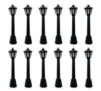 Woohome 12 Pz Mini Street Light Modello, 8cm Nero Miniatura Lampione Casa delle Bambole Lampada Post per Micro Paesaggio Fata Giardino Accessori