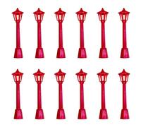 Woohome 12 Pz Mini Street Light Modello, 8cm Rosso Miniatura Lampione Casa delle Bambole Lampada Post per Micro Paesaggio Fata Giardino Accessori