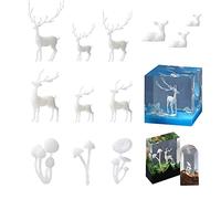 Woohome 12 Pz Stampo in Silicone 3D Mini Riempitivo in Resina Stampo, Mini Fungo Mini Alce Mold Filler 3D Resina Filler Stampa Stereo Riempitivo per Mestieri Gioielli DIY