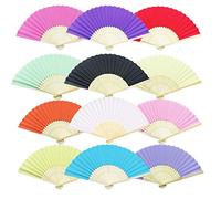 Woohome 12 Pz Ventilatore di Bambù Carta per DIY, Danza, Raffreddamento, Festa, Decorazione di Nozze (Multicolor)