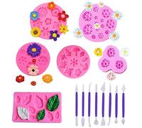 Woohome 13 Pz Fondant Silicone Mold 3D Decorazione di Una Torta, 5 Pz Silicone 3D a Forma di Fiori, Stampi in Silicone 3D Forma di Fiori per Fare Torte