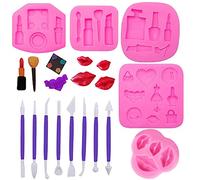 Woohome 14 Pz Fondente Stampi in Silicone Fondente Stampo per Caramelle Trucco 3D Stampo Fondente per Strumenti di Trucco Cottura Cioccolato Caramelle Dolci Stampi